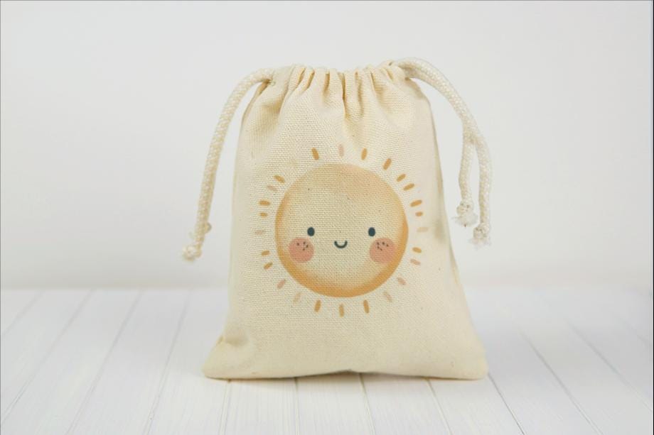 Weather Party Favor Bags – Rainbow Sun Cloud Birthday Goodie Baggies - Set of Three Bags