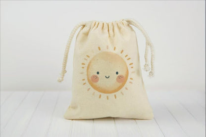 Weather Party Favor Bags – Rainbow Sun Cloud Birthday Goodie Baggies - Set of Three Bags