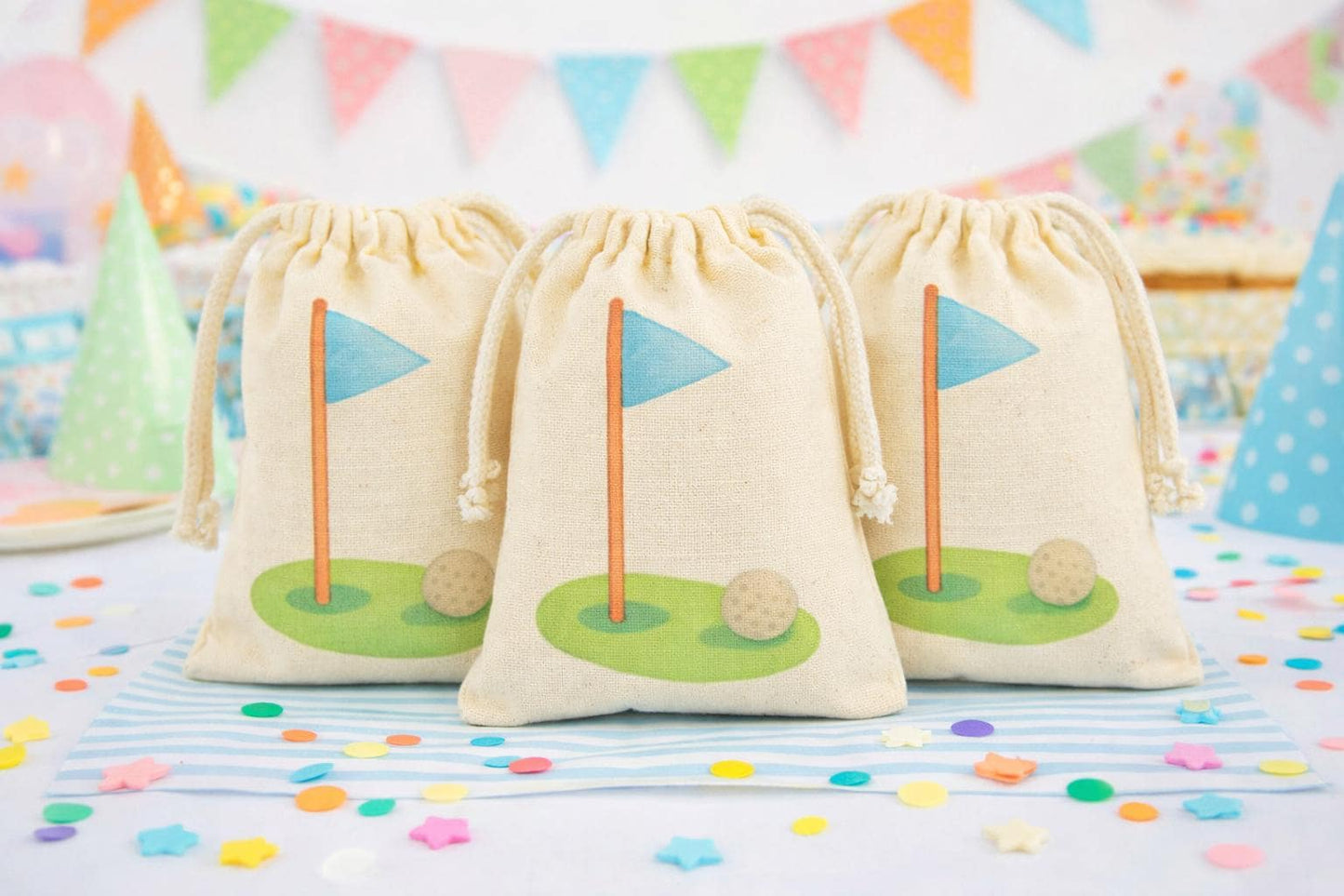 Golf Party Favor Bags - Available in Blue or Pink