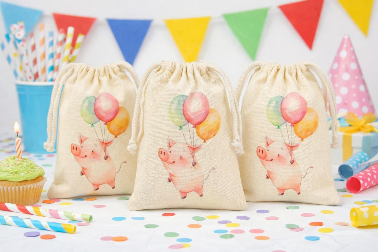 Pig Birthday Party Favor Treat Goodie Bags