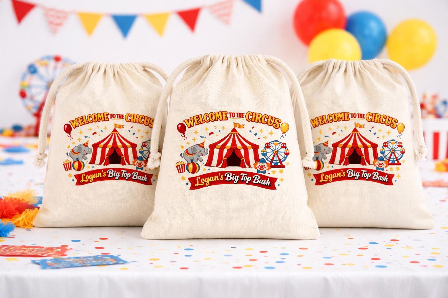 Personalized Circus Party Favor Treat Goodie Bags