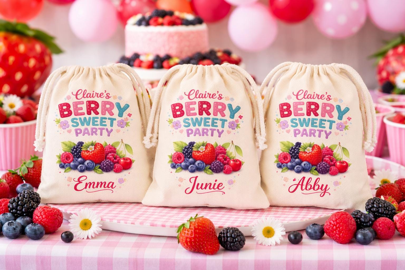 Personalized Berry Sweet Party Favor Bags