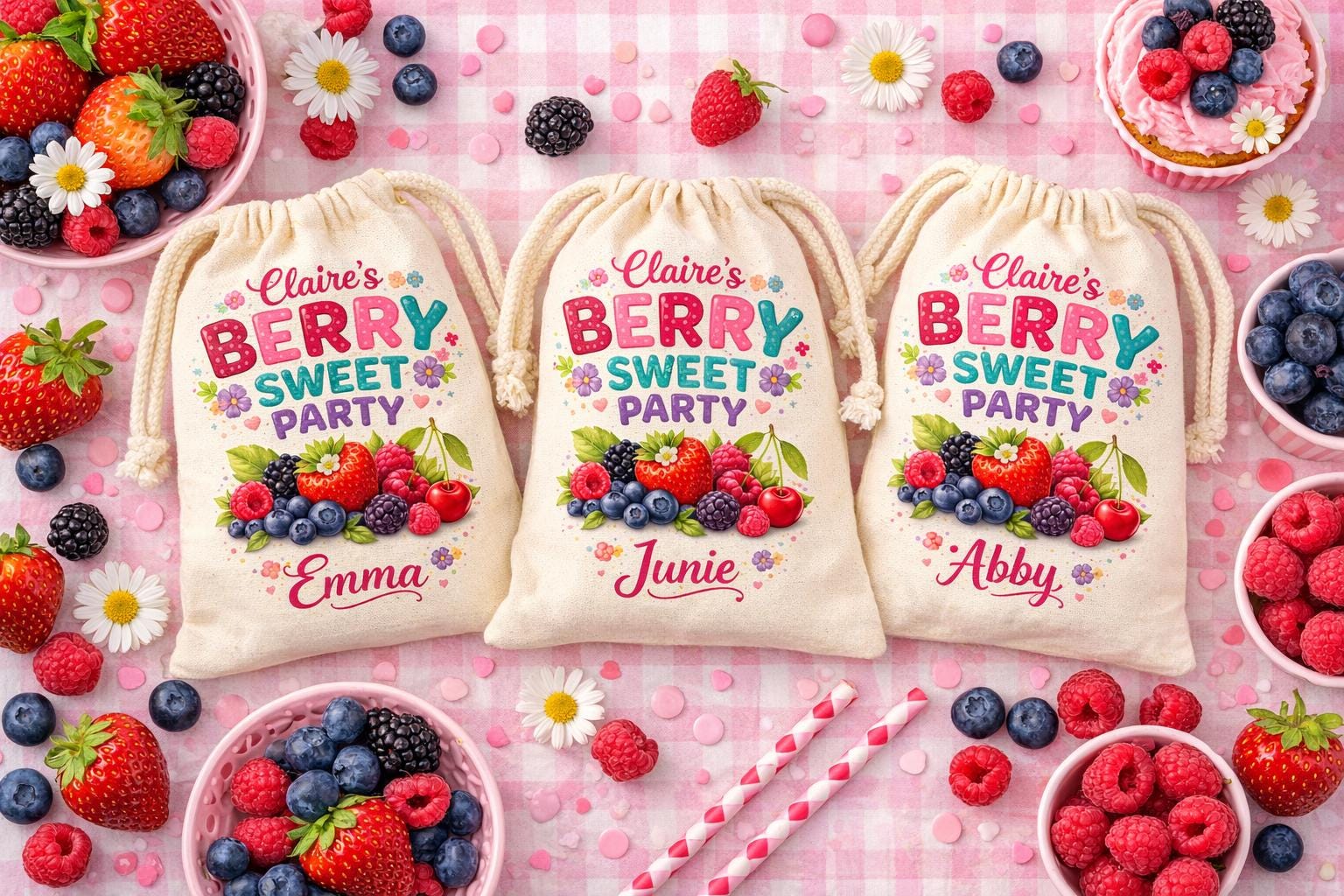Personalized Berry Sweet Party Favor Bags