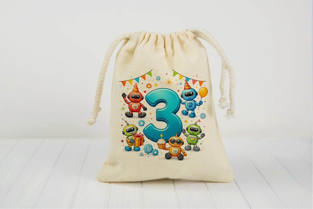 Custom Robot Birthday Party Favor Bags