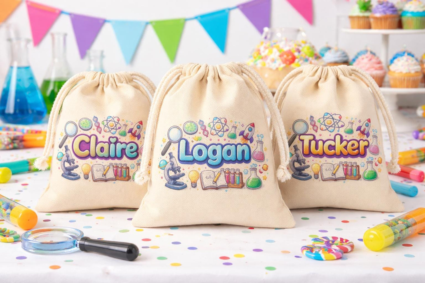 Personalized Science Party Favor Bag