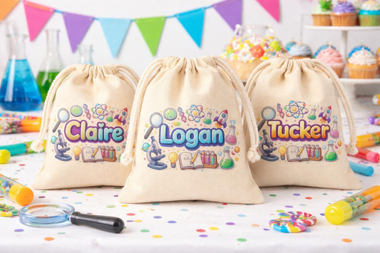 Personalized Science Party Favor Bag