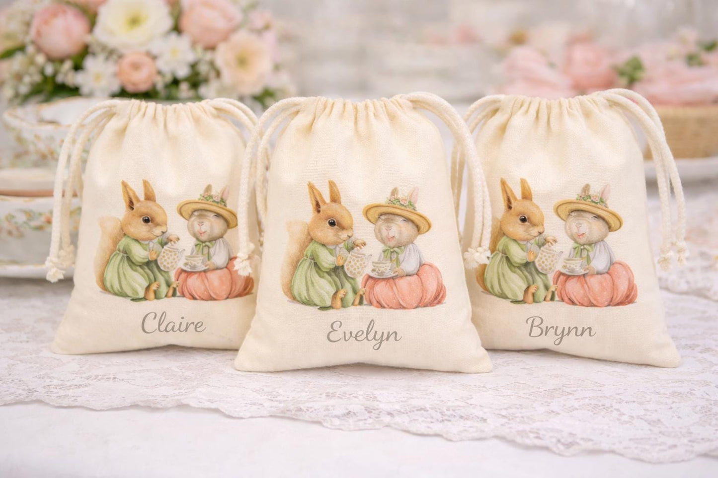 Personalized Woodland Tea Party Favor Bags