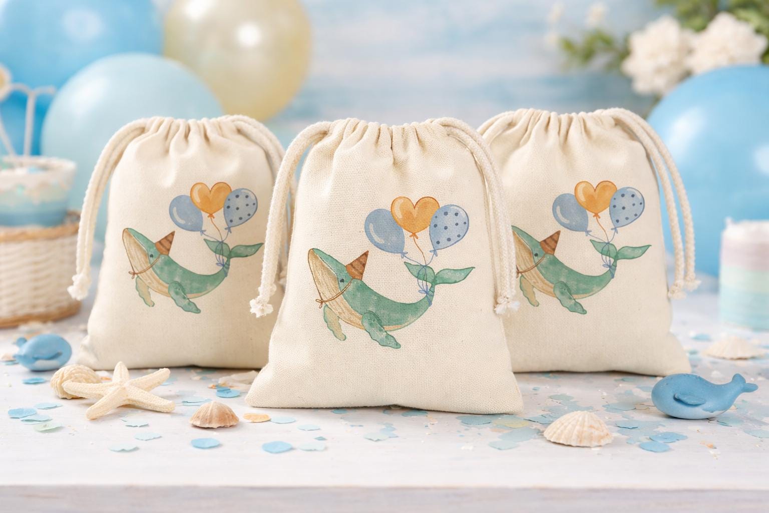 Whale Birthday Party Favor Goodie Treat Bags