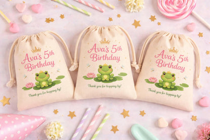 Custom Princess Frog Birthday Party Favor Treat Bags