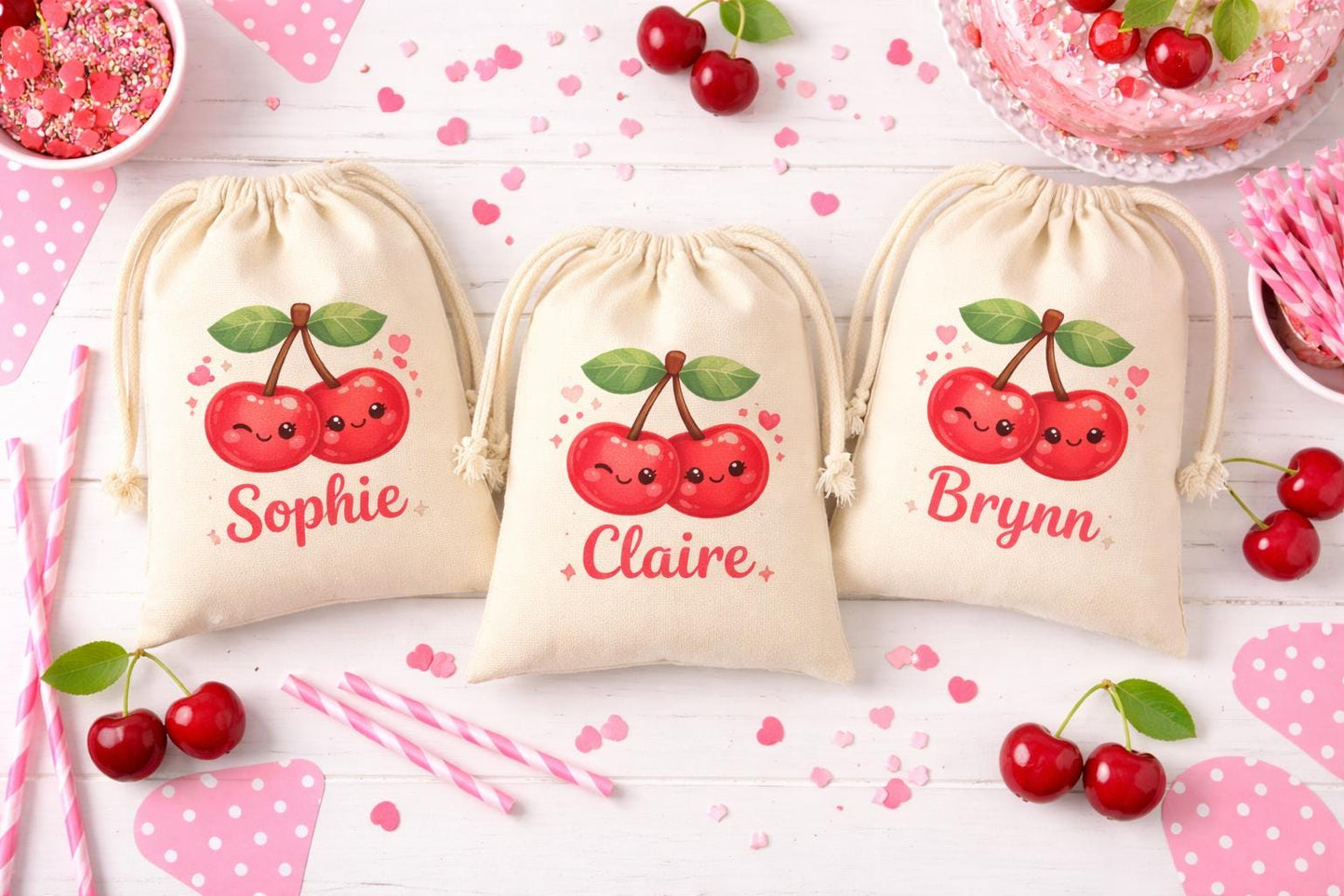Personalized Cherry Party Favor Bags