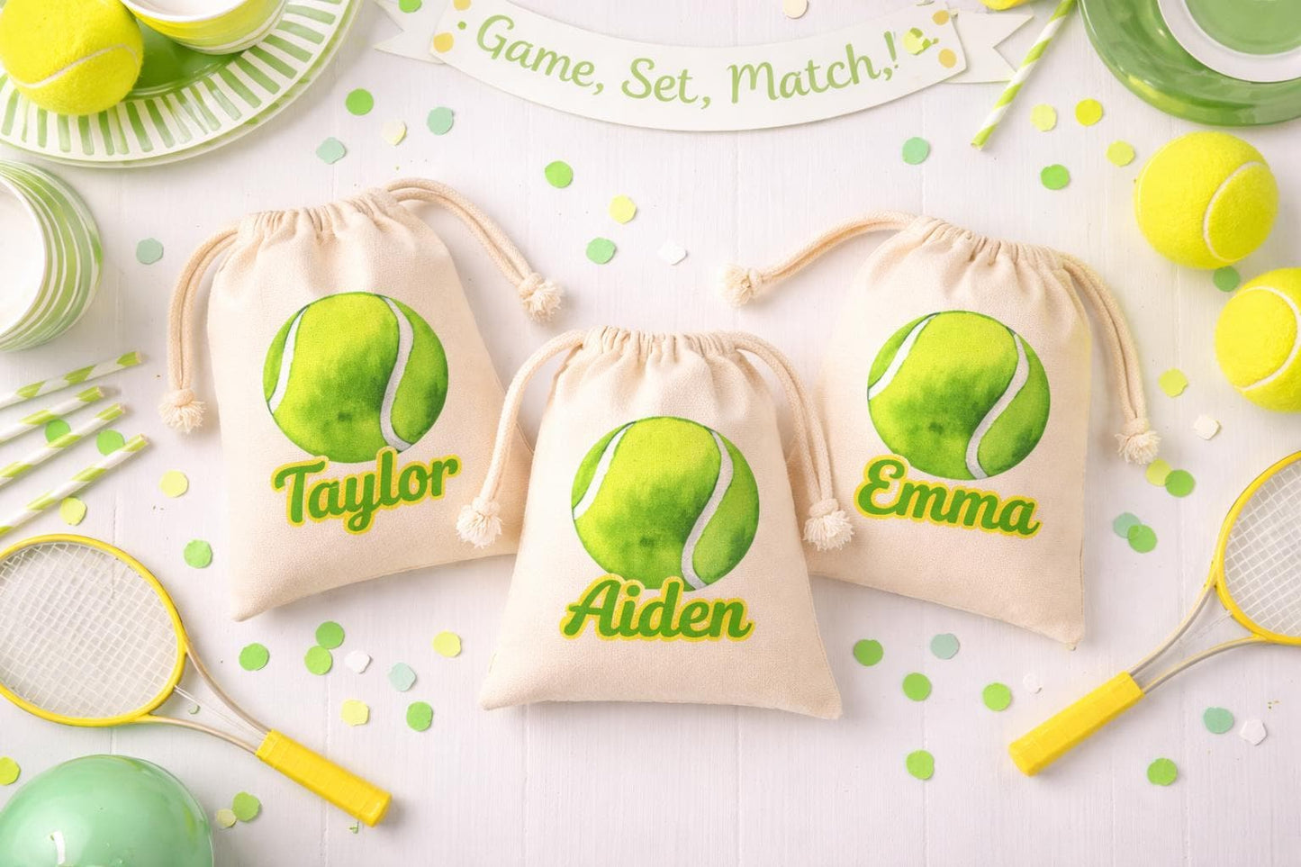 Personalized Tennis Party Favor Treat Goodie Bags
