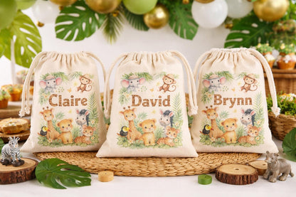 Personalized Safari Favor Bags, Jungle Birthday Party Bags