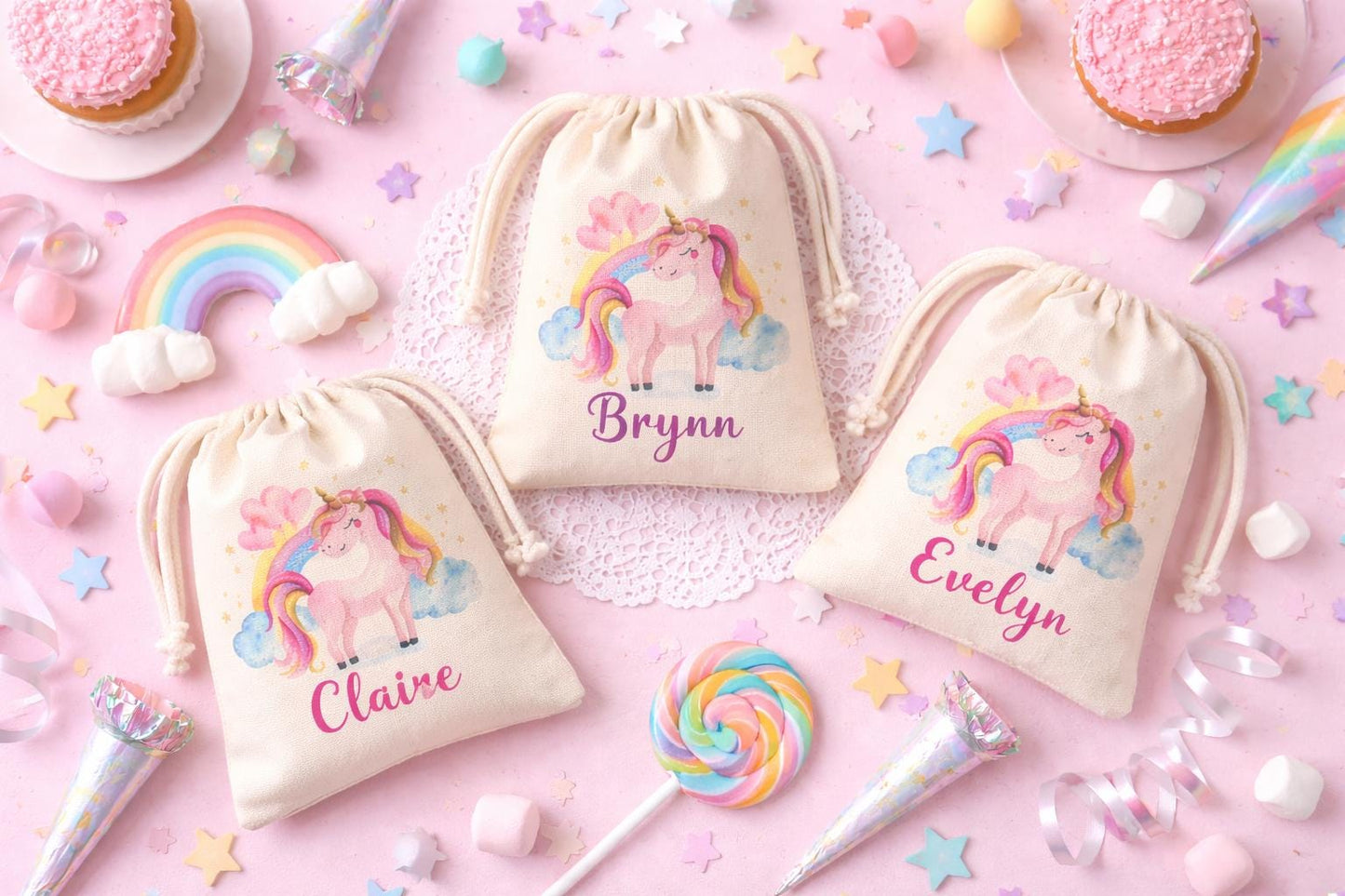Personalized Unicorn Party Favor Bags