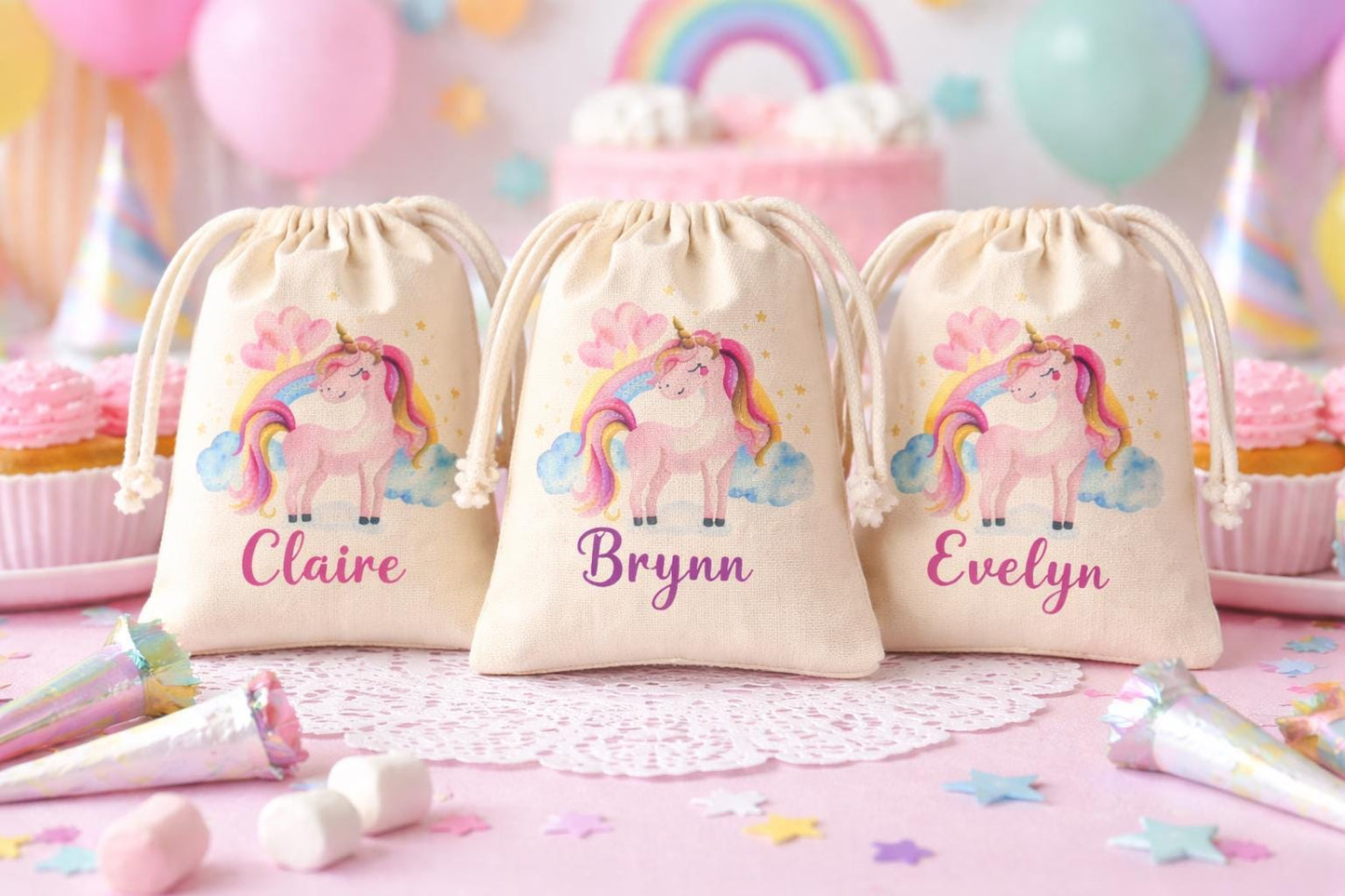 Personalized Unicorn Party Favor Bags
