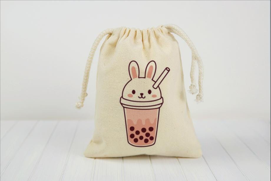 Kawaii Boba Tea Party Favor Bags - Set of Four Bags