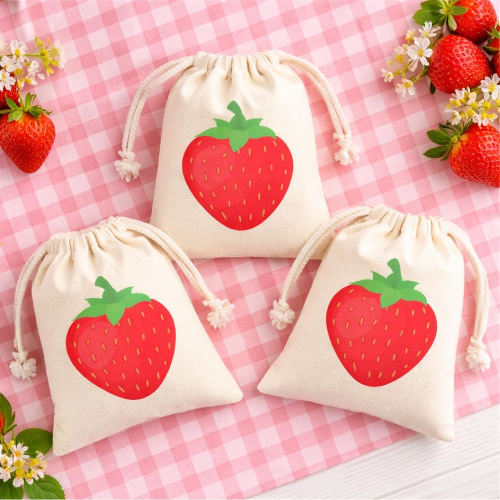 Strawberry Party Favor Goodie Treat Bags