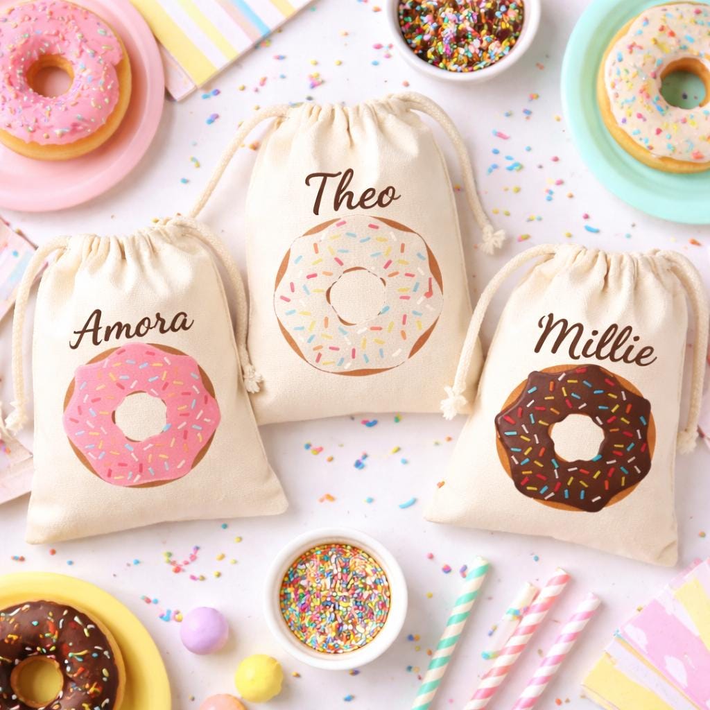 Personalized Donut Party Favor Bags