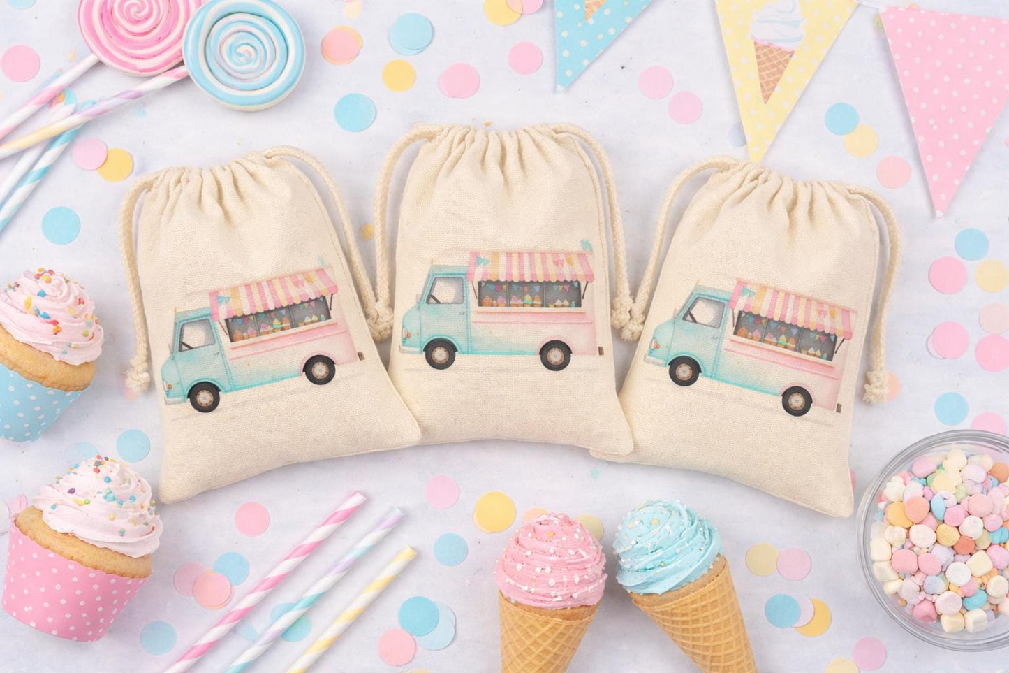 Ice Cream Truck Party Favor Goodie Treat Bags