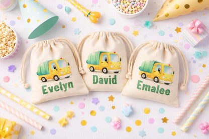Personalized Garbage Truck Party Favor Goodie Treat Bags