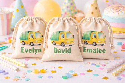 Personalized Garbage Truck Party Favor Goodie Treat Bags