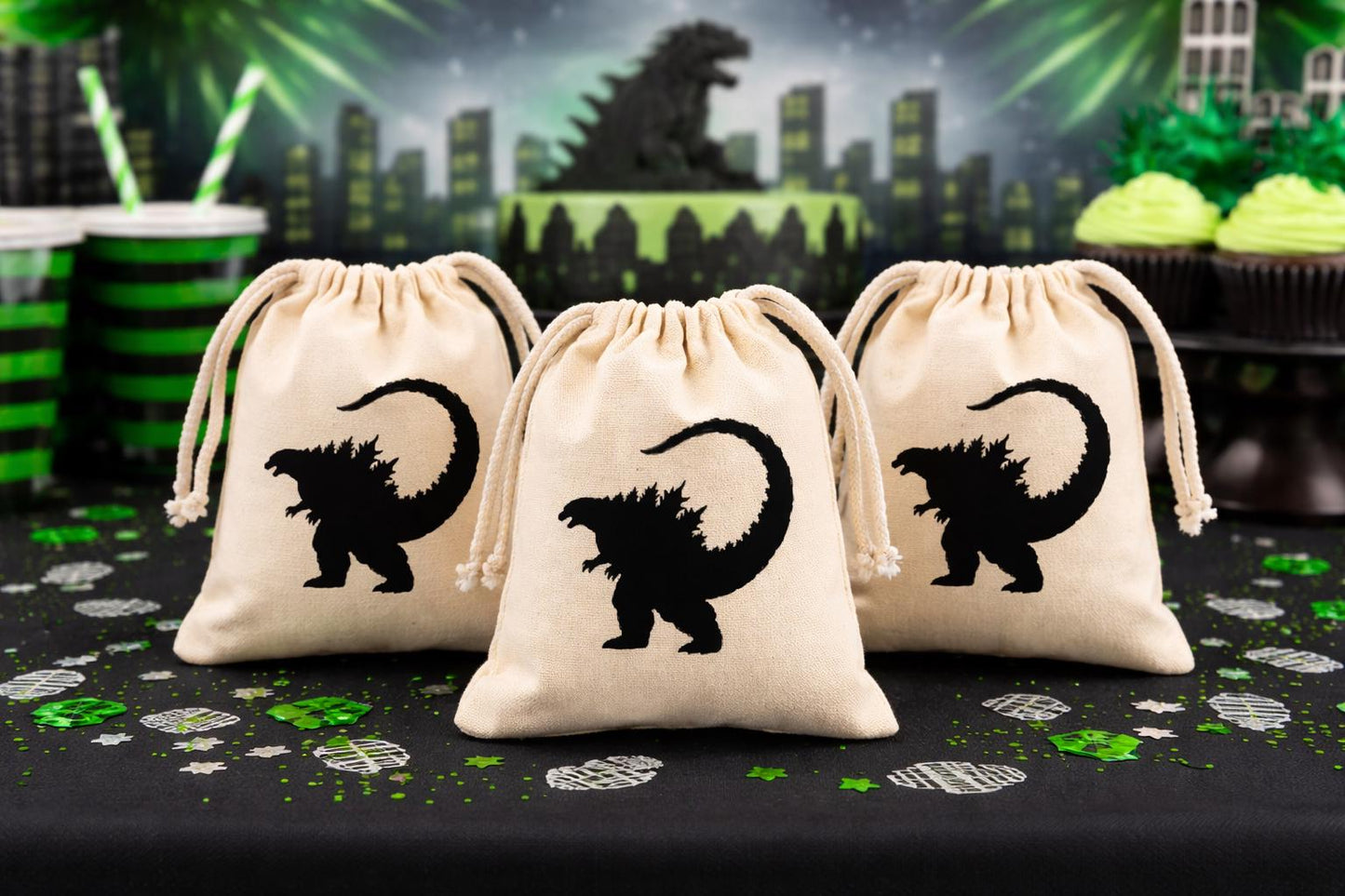 Godzilla Themed Party Favor Treat Goodie Bags