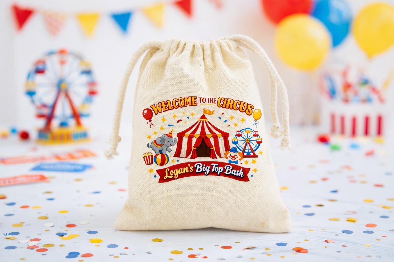 Personalized Circus Party Favor Treat Goodie Bags