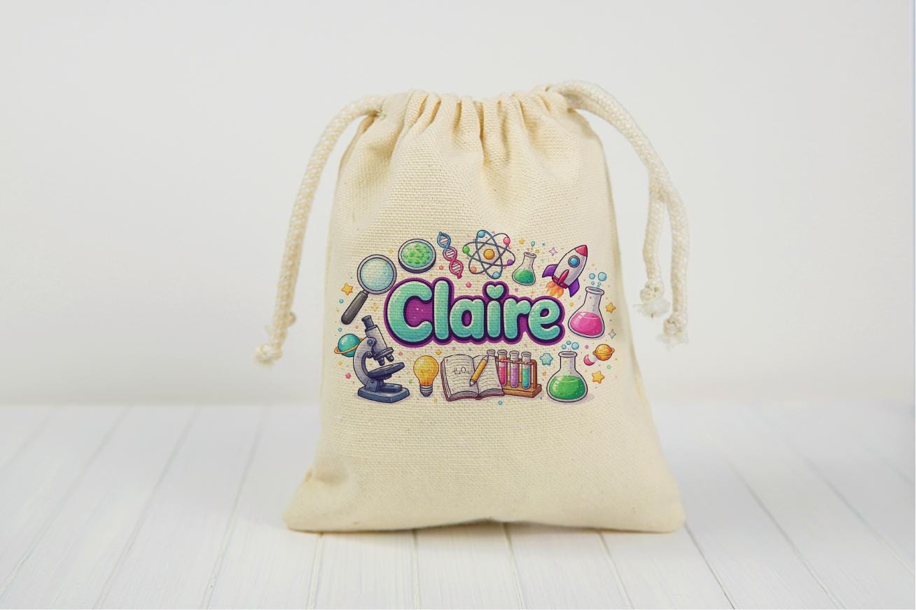 Personalized Science Party Favor Bag