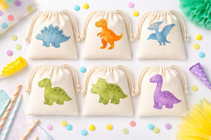 Set of Six Dinosaur Birthday Party Favor Bags