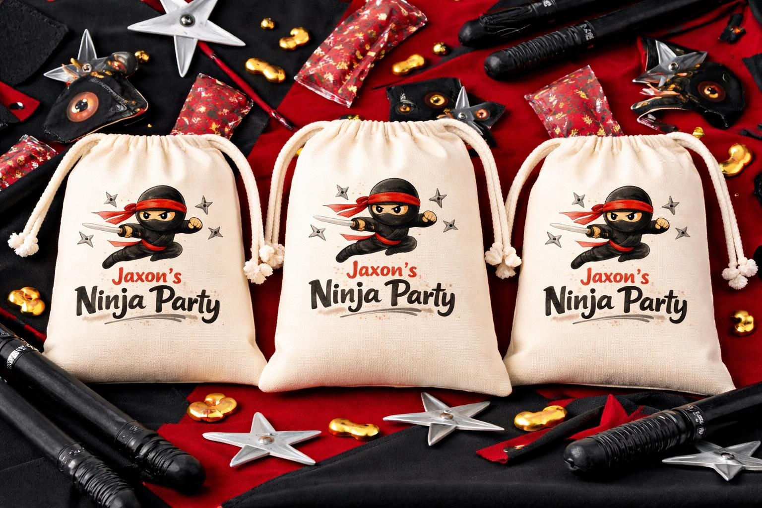 Personalized Ninja Party Favor Bags