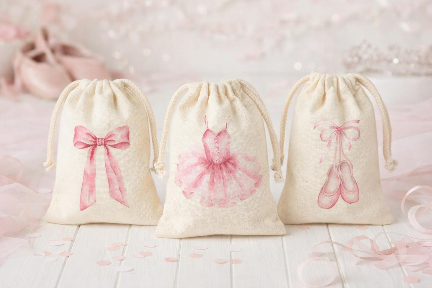 Set of Three Ballet Party Favor Bags