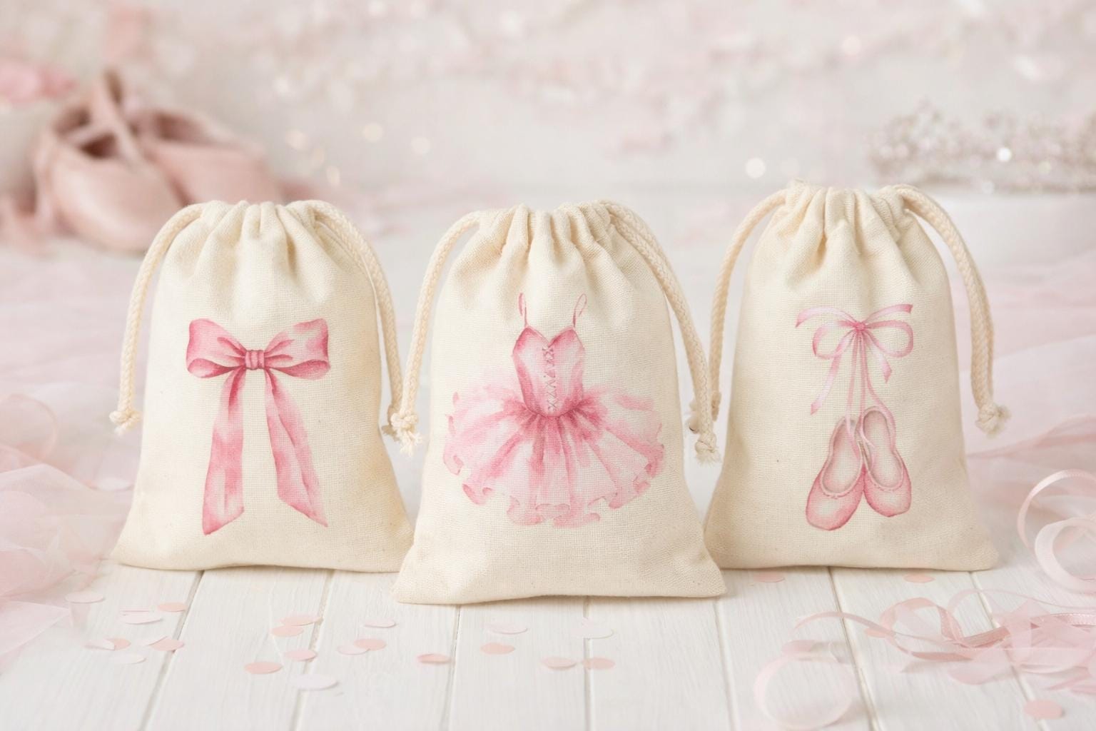 Set of Three Ballet Party Favor Bags