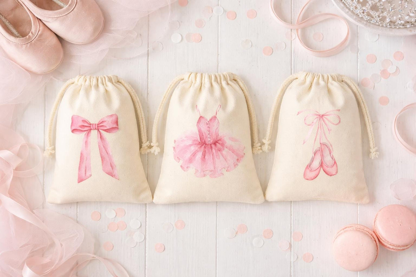 Set of Three Ballet Party Favor Bags
