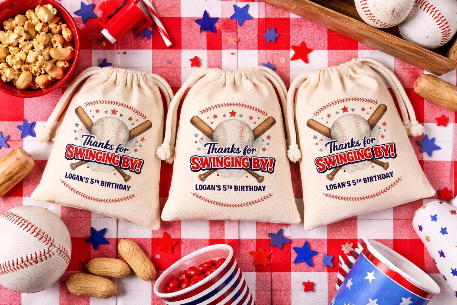 Personalized Baseball Party Favor Bags