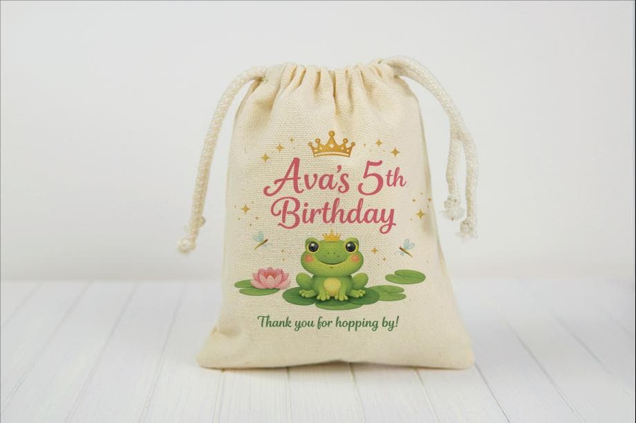 Custom Princess Frog Birthday Party Favor Treat Bags