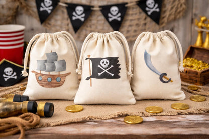 Set of Three Pirate Party Favor Bags