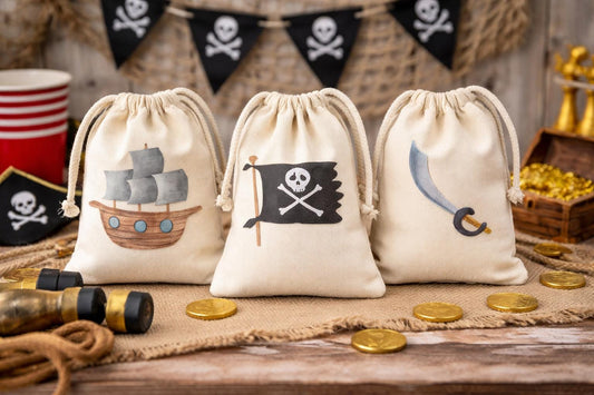 Set of Three Pirate Party Favor Bags