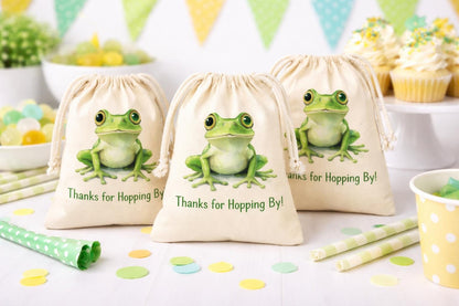 Frog Party Favor Bags – Watercolor Frog, Thanks for Hopping By!