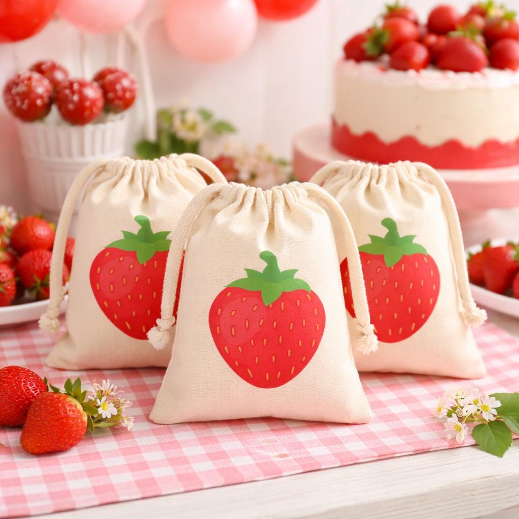 Strawberry Party Favor Goodie Treat Bags