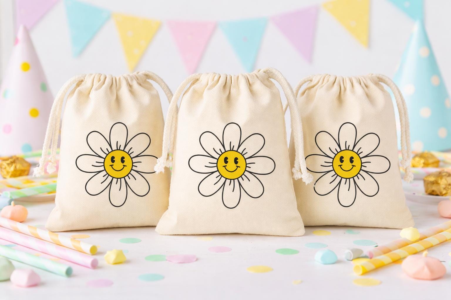 Retro Daisy Party Favor Goodie Treat Bags
