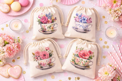 Tea Garden Party Favor Bags - Set of Four Bags